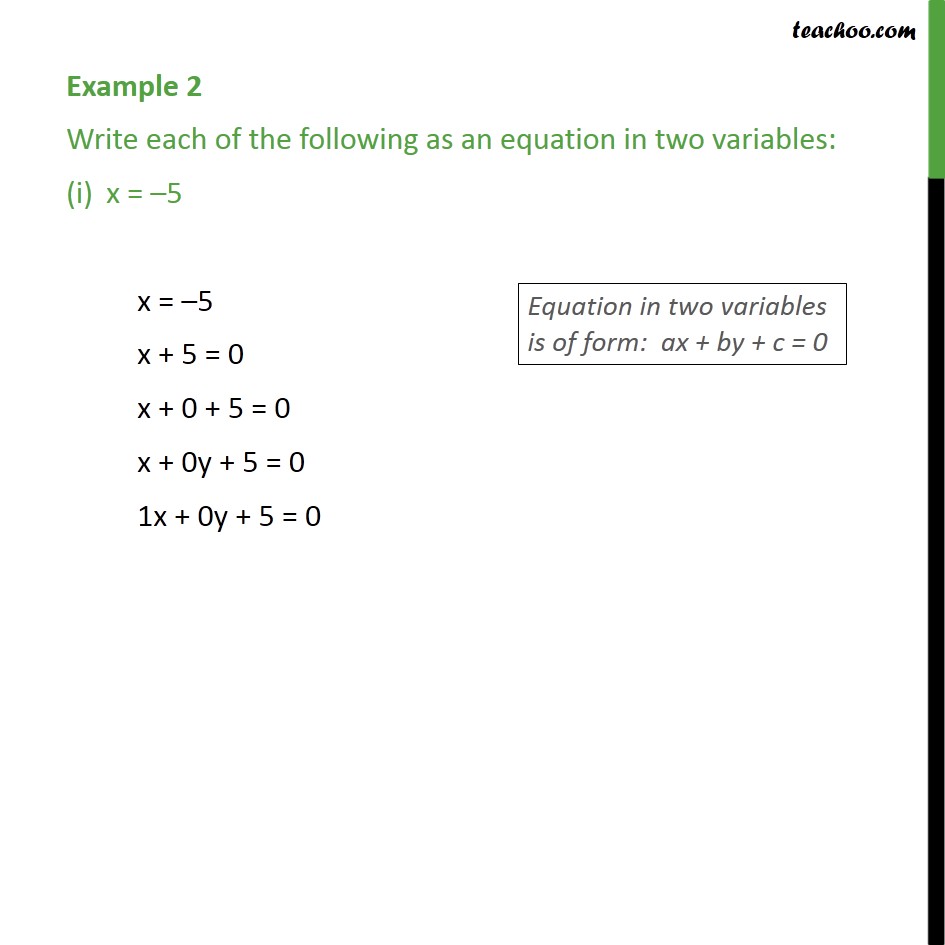 Example 2 - Write each of the following as an equation - Examples