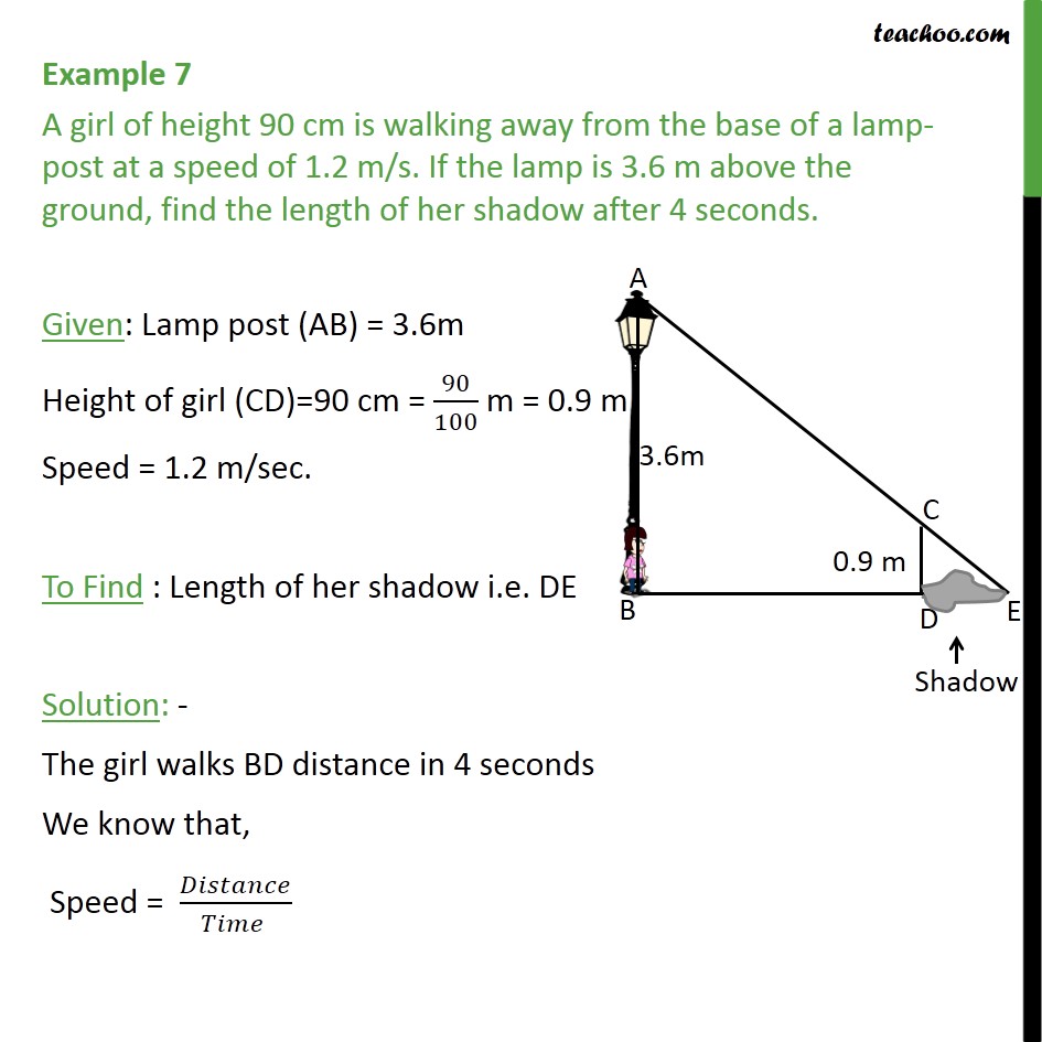Example 7 - A girl of height 90 cm is walking away from - Examples