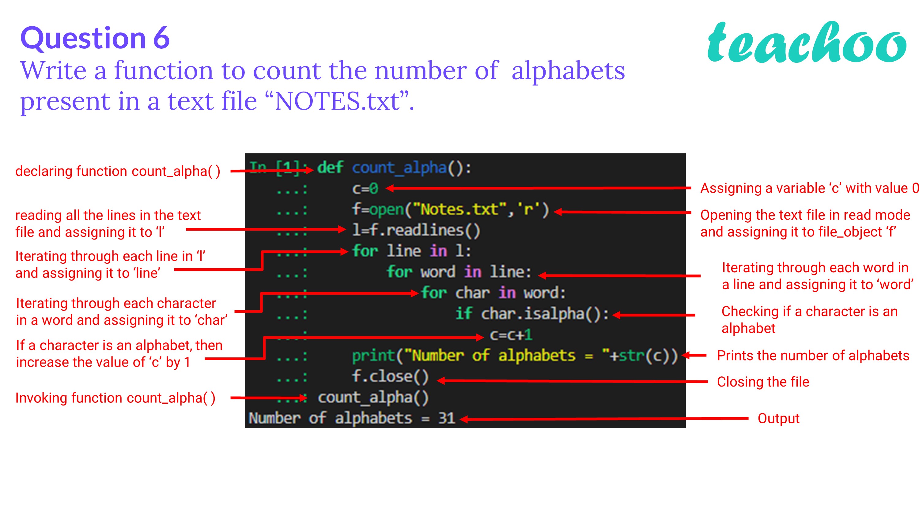 Write A Function To Count Number Of Alphabets Present In A Text File