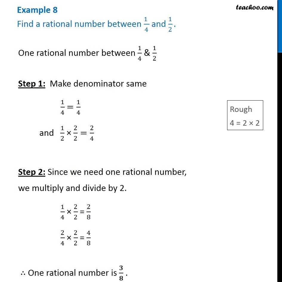 Question 5 - Find a rational number between 1/4 and 1/2 - Teachoo