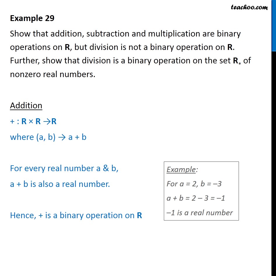 Example 29 - Show that addition, subtraction, multiplication - Examples