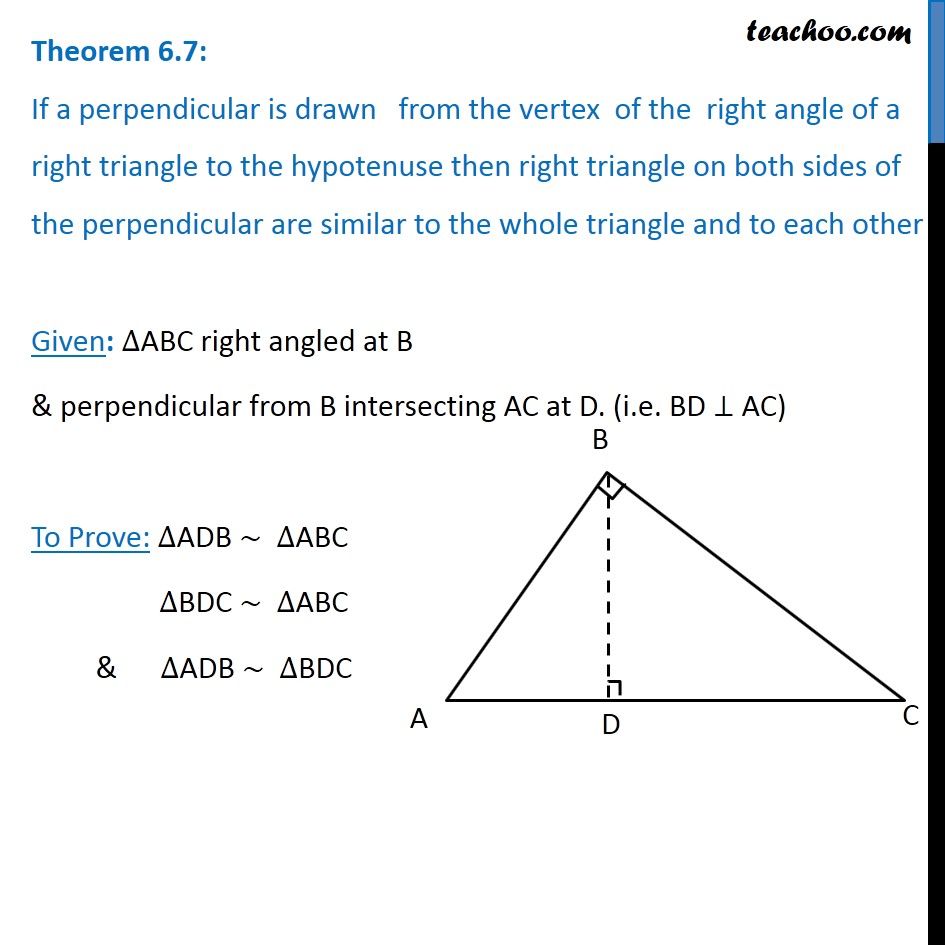 Theorem 67 Class 10 If A Perpendicular Is Drawn From Vertex Of 8642