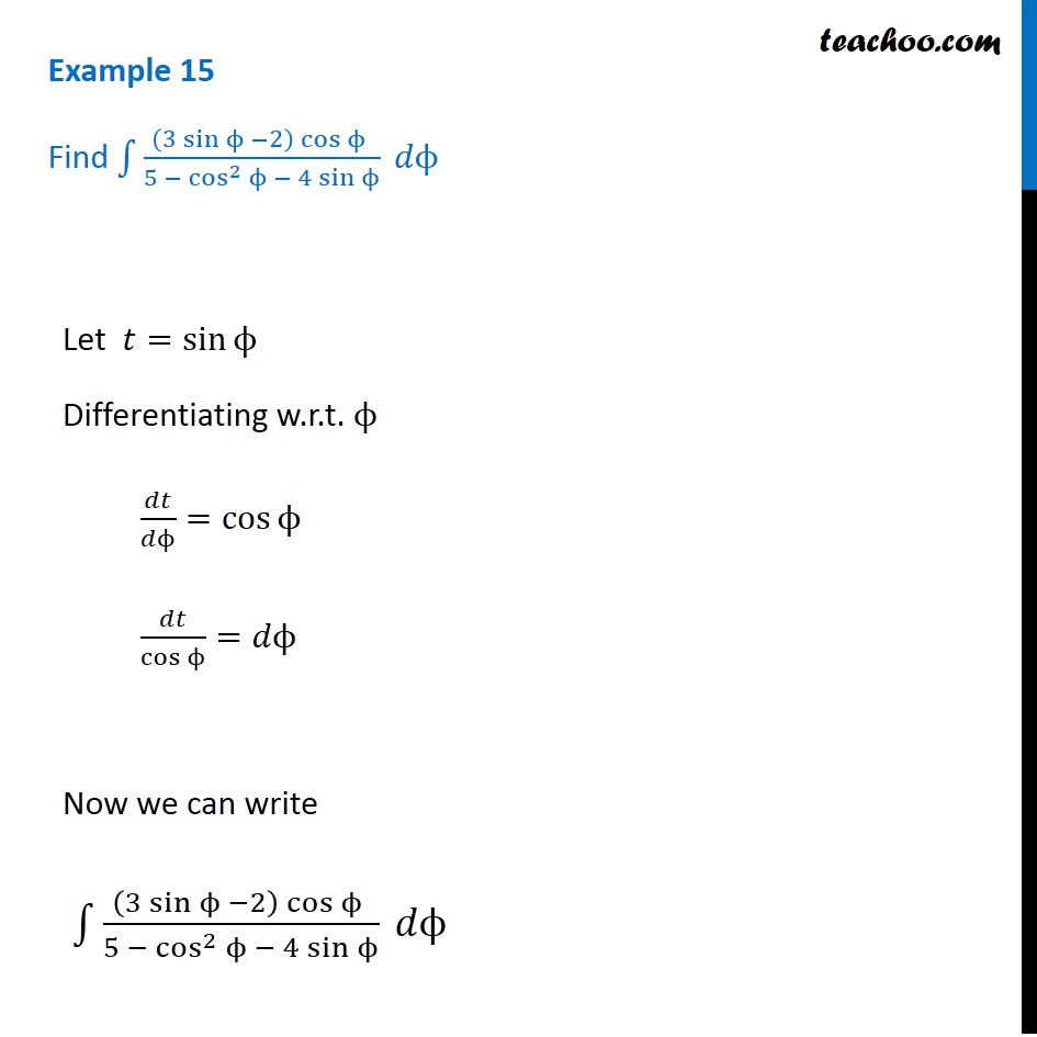 Example 15 - Find (3 sin - 2) cos / 5 - cos2 - 4 sin - Examples
