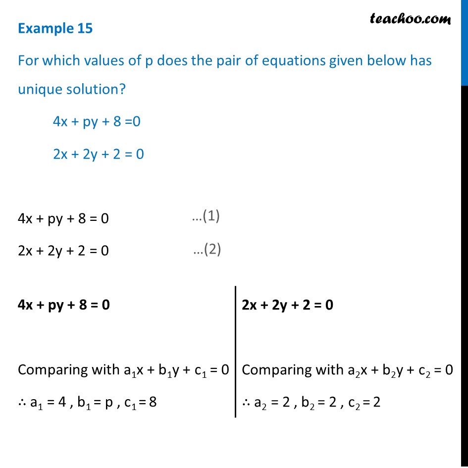 Example 15 - Find value of p for which 4x + py + 8 = 0 - Examples