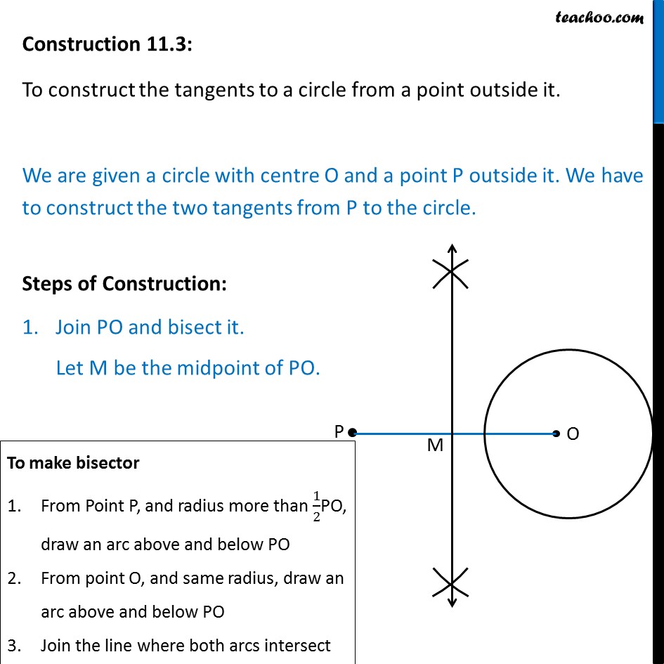 Construction 11.3 - Constructing tangents to a circle from a point