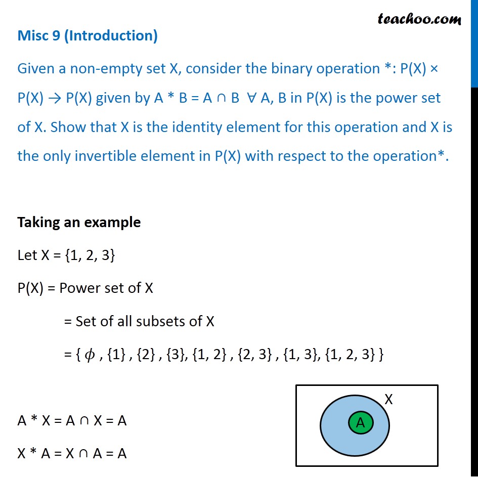 Question 6 - Consider Binary Operation *, Given By A *B = AB, P(X) Is