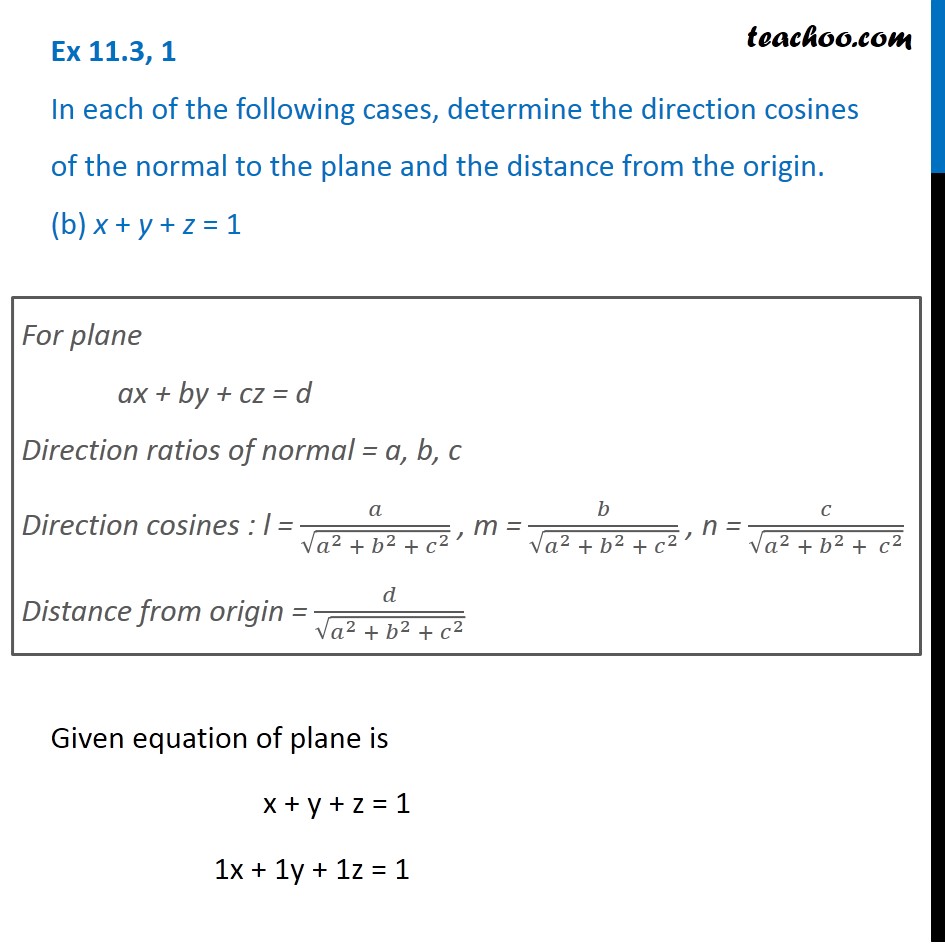 question-1-b-for-plane-x-y-z-1-determine-direction-cosines