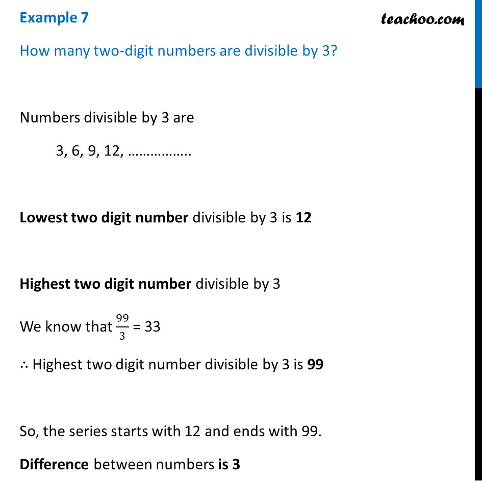 Example 7 - How many two-digit numbers are divisible by 3?