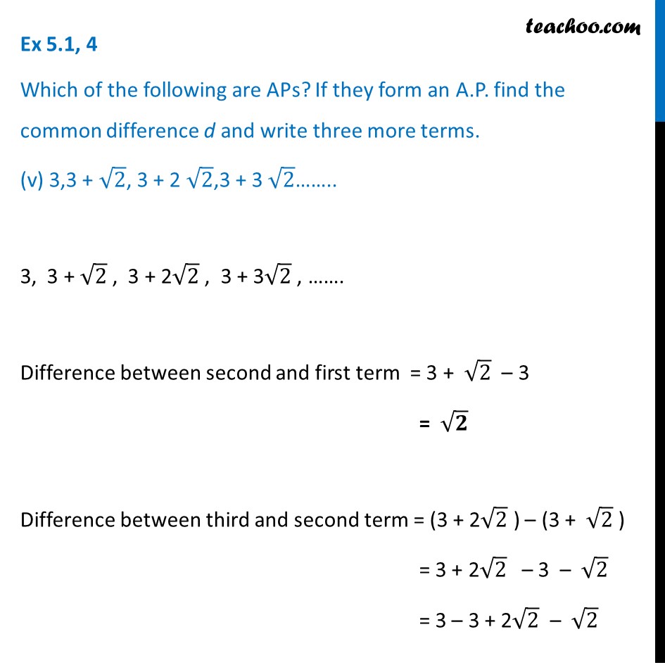Ex 5.1, 4 (i) - (v) - Chapter 5 Class 10 Arithmetic Progressions - Part 15