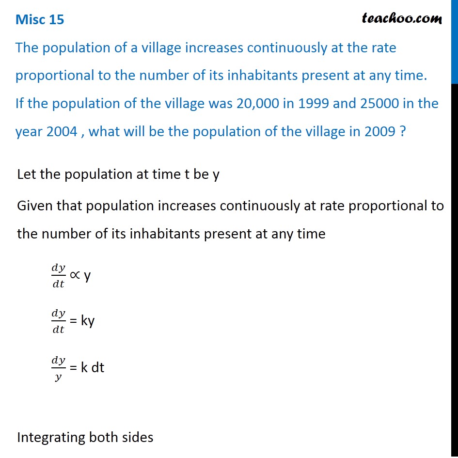 Question 3 Population of a village increases continuously at