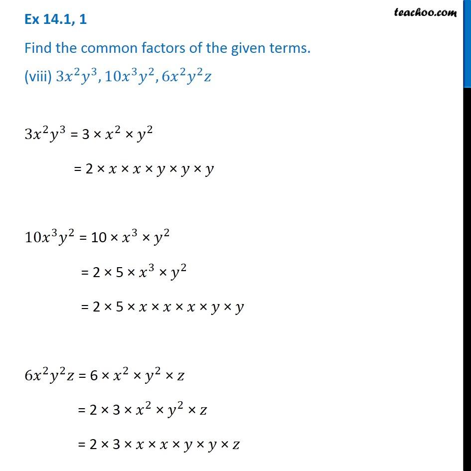 ex-14-1-1-viii-find-common-factors-3x-2-y3-10-x3-y2-6-x-2-y-2-z