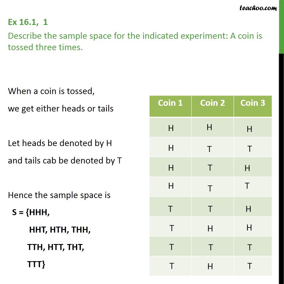 Sample Space Of A Coin Toss