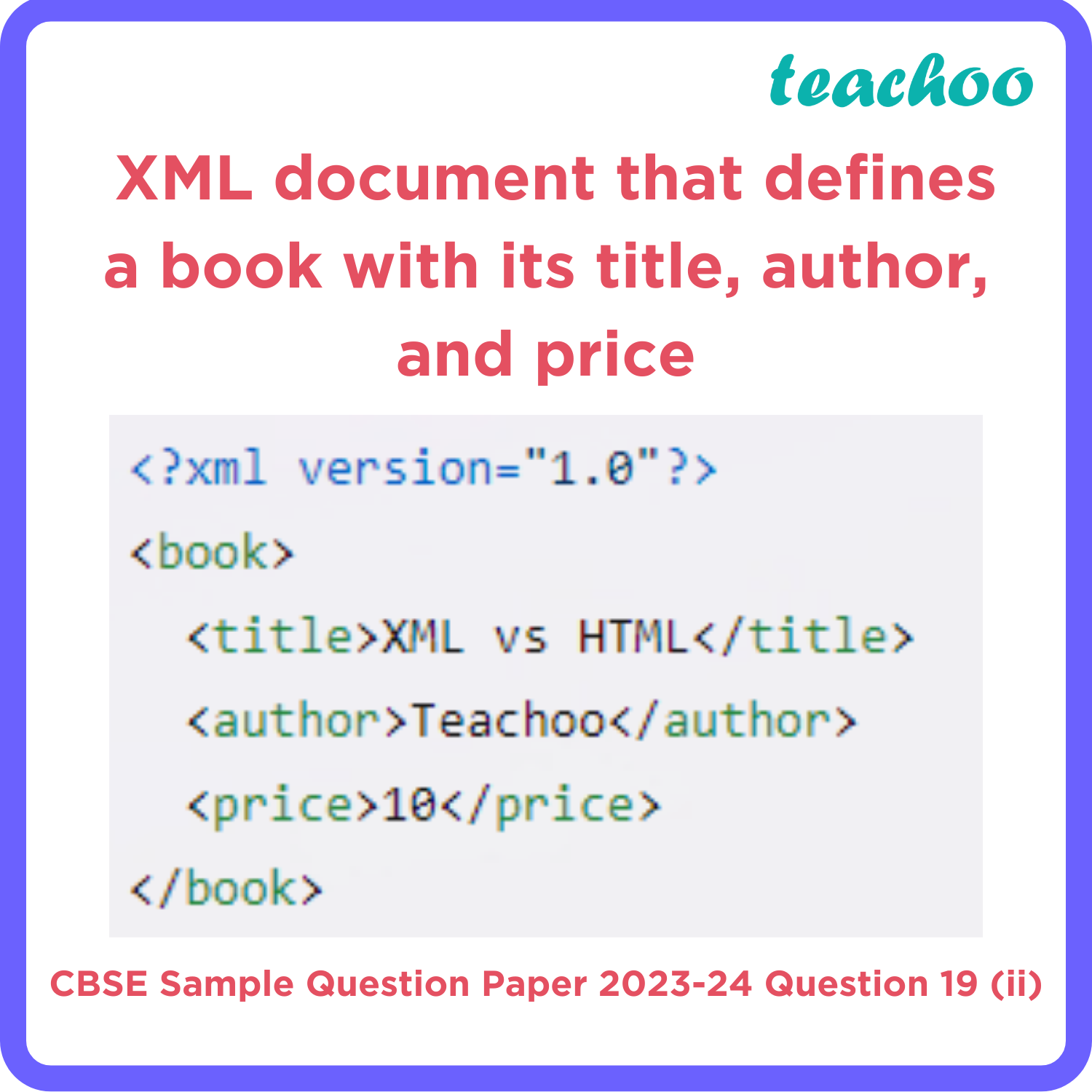 [Sample Paper Class 12] Give One Difference Between XML And HTML.