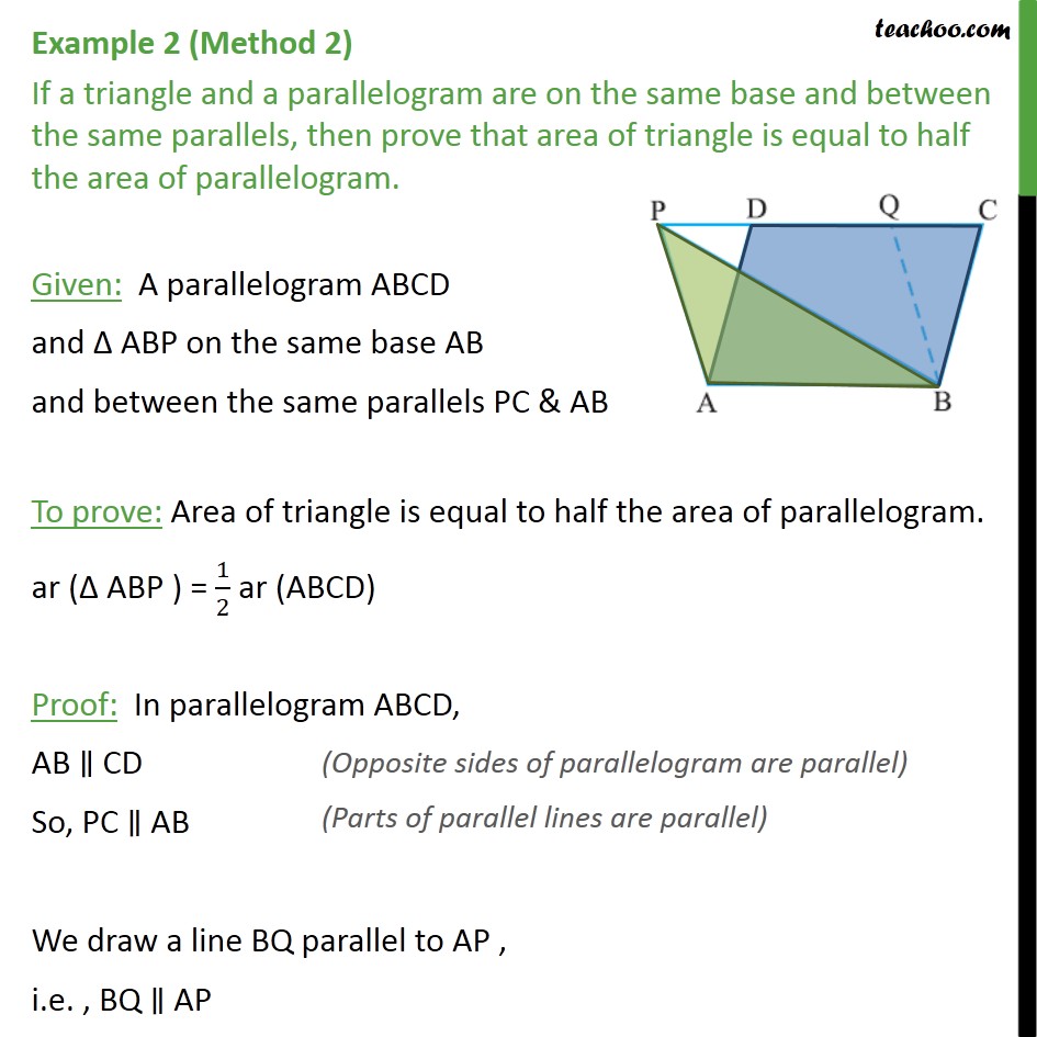 Example 2 If A Triangle And A Parallelogram Are On Same Examples 6589