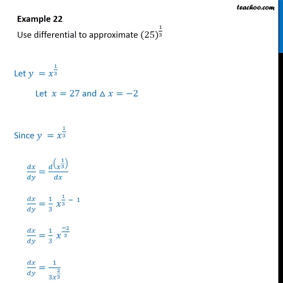 Example 22 Use Differential To Approximate 2513 Examples 4188