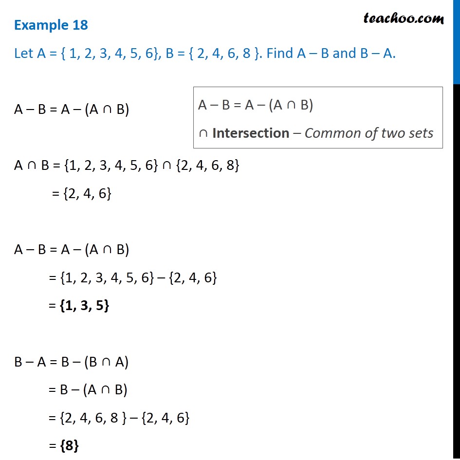 Example 18 Let A 1 2 3 4 5 6 Find A B And B A