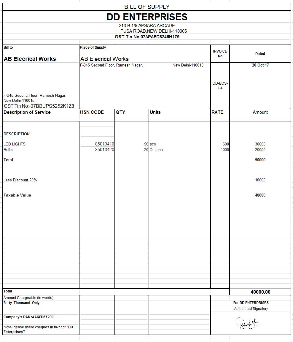 s invoice t format g Invoice of What is Supply in Format  GST GST  Bill