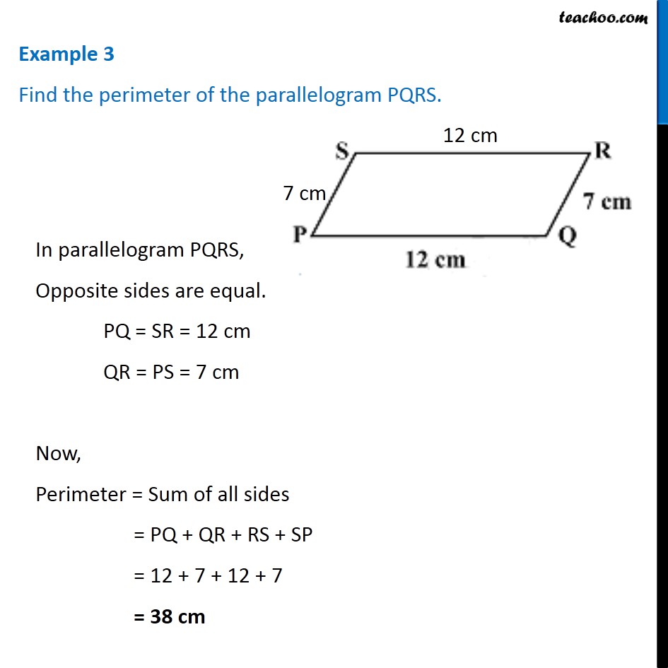 Example 3 Find The Perimeter Of The Parallelogram PQRS