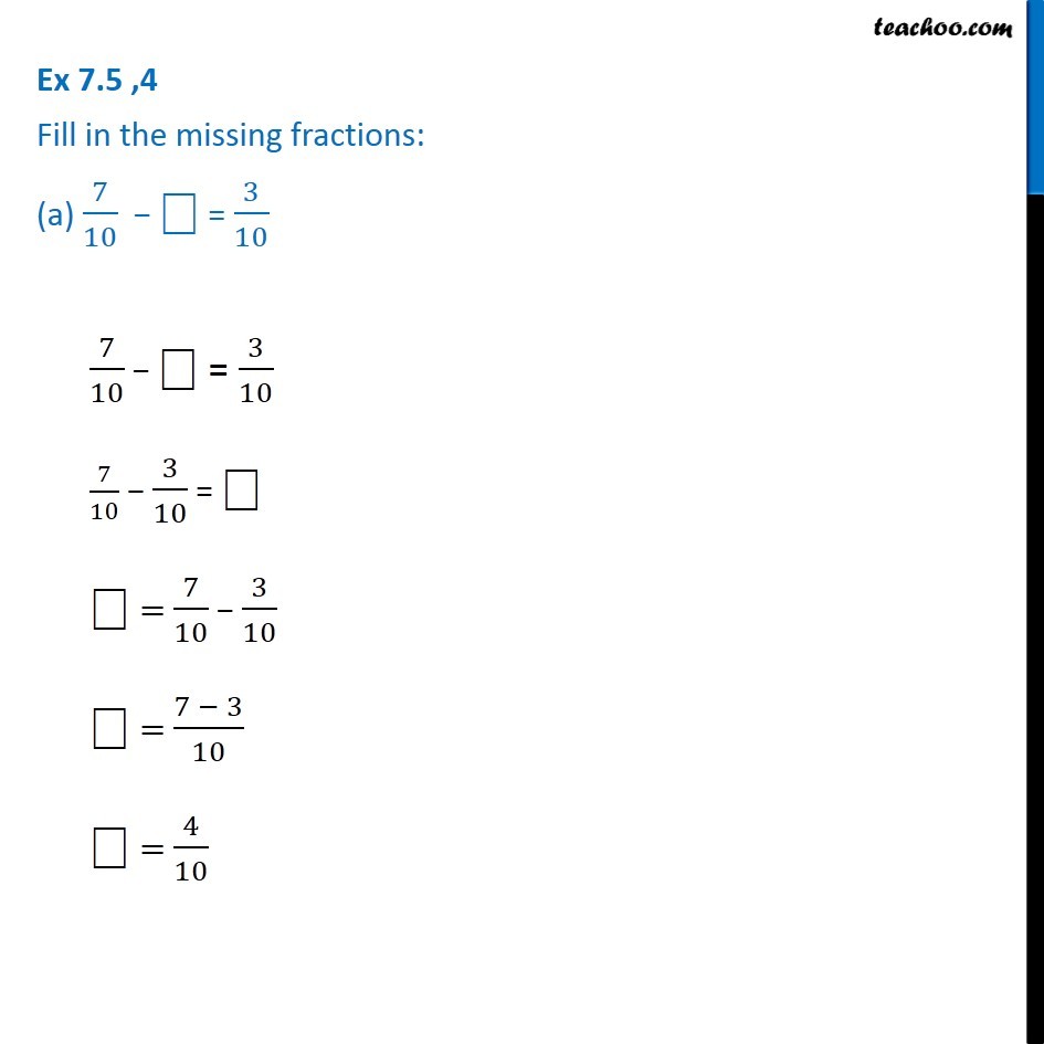 find the missing number fractions calculator