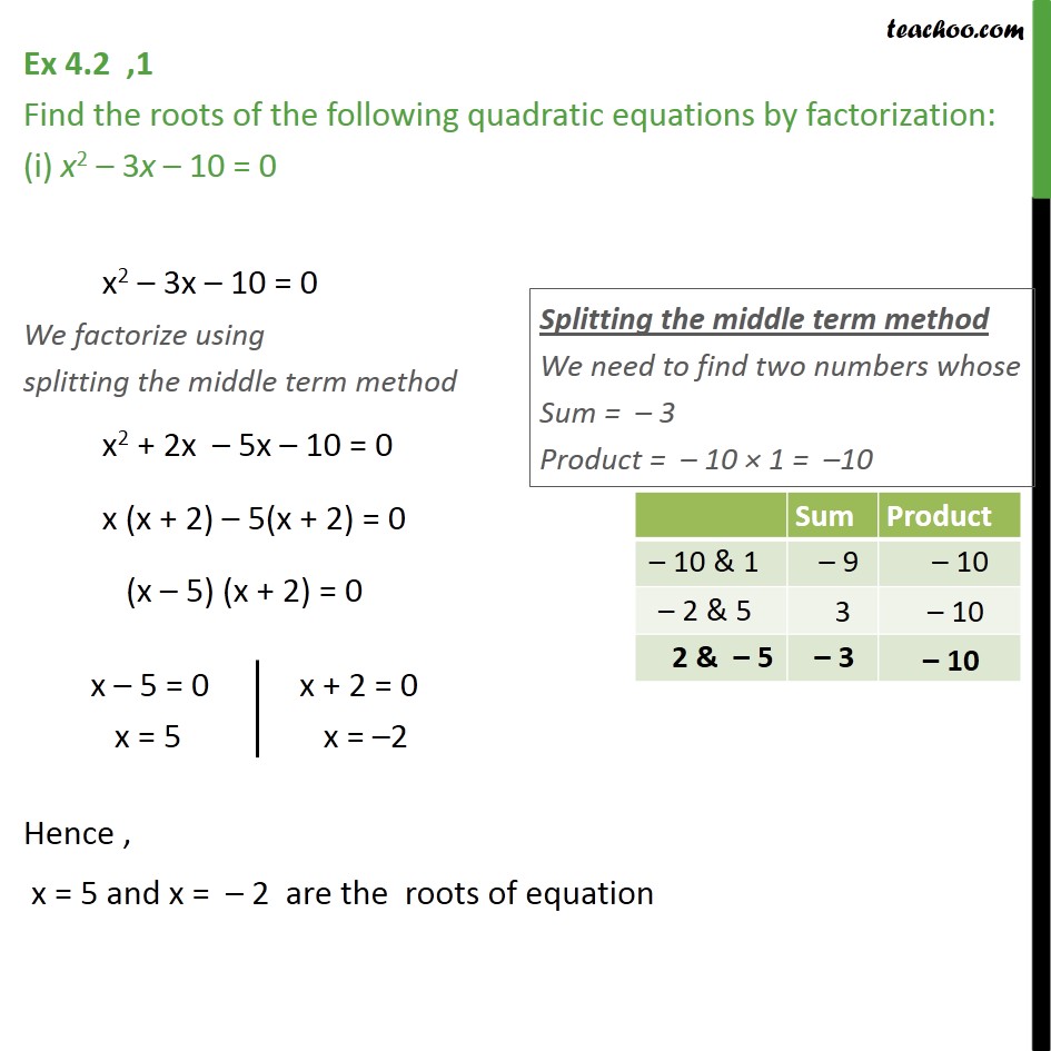 ex-4-2-1-find-roots-by-factorization-i-x2-3x-10-0