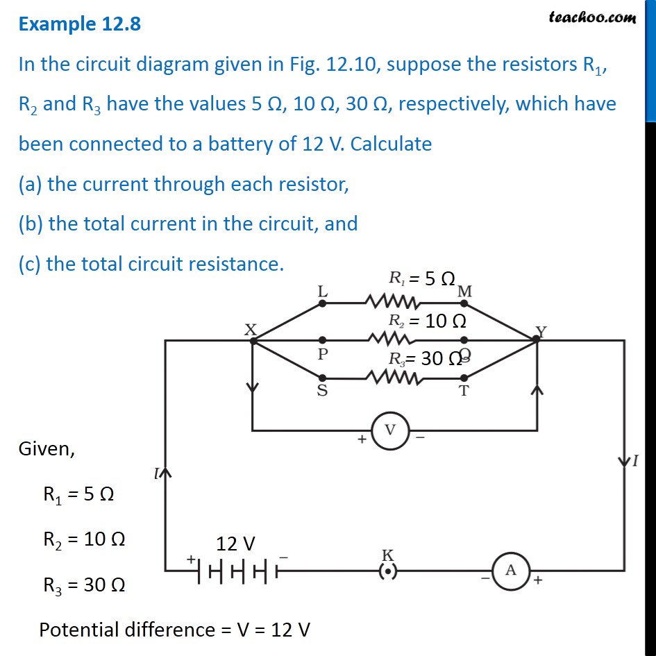 Example 12.8 - In the circuit diagram given in Fig. 12.10, suppose the