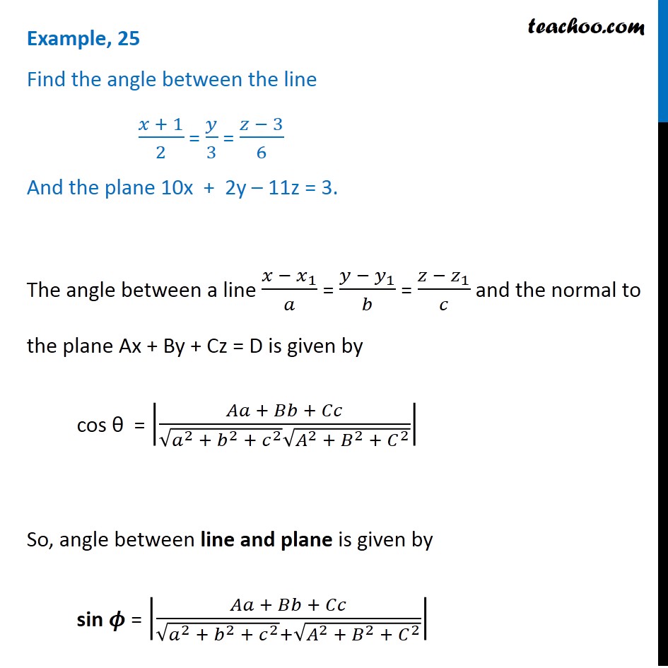 Example 25 - Find angle between line and plane - Class 12