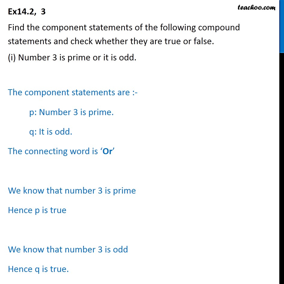 Ex 14.2, 3 - Find component statements of the compound - Ex 14.2