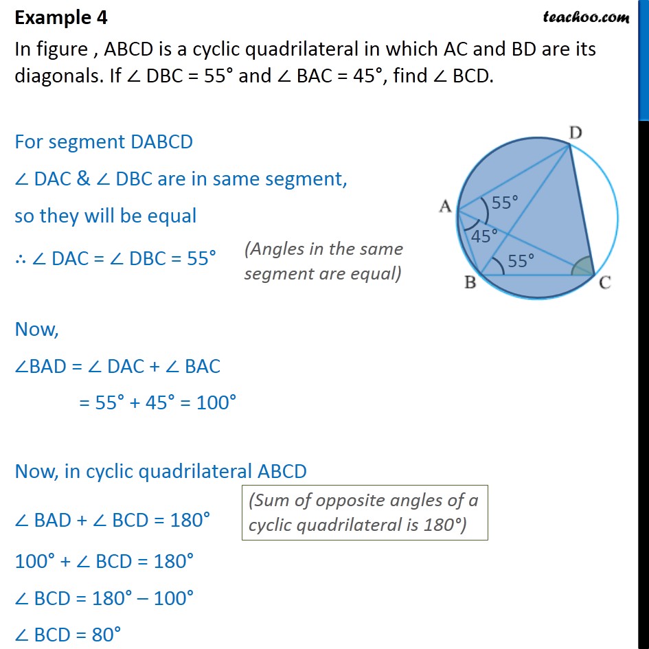 Example 3 In Figure Abcd Is A Cyclic Quadrilateral Examples 2347