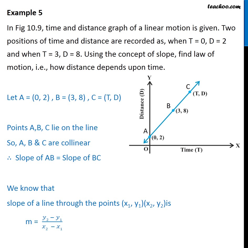 Example 5 - Time and distance graph of a linear motion - Examples